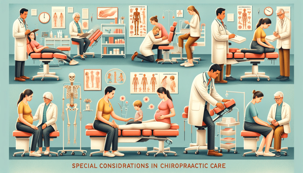Chiropractor providing specialized care to a patient, addressing unique considerations.